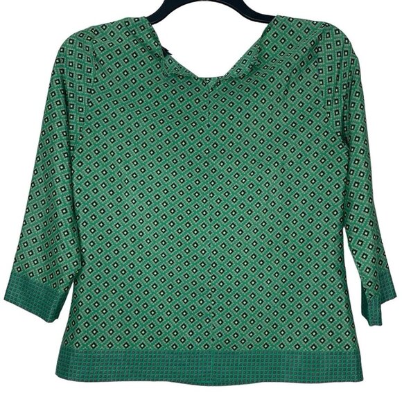 J.Crew Womens Blouse Size Small Geometric 3/4 Sleeves Round Neck Style 91566 - Picture 4 of 6